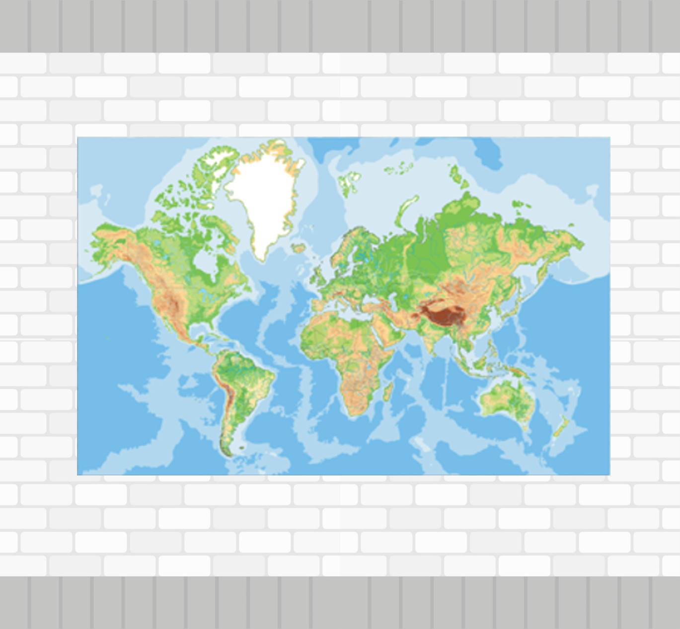Dilsiz Dünya Fiziki Haritası Poster ve Duvar Giydirme | Devo Dergi ve Oyun