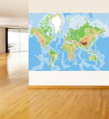 Dilsiz Dünya Fiziki Haritası Poster ve Duvar Giydirme