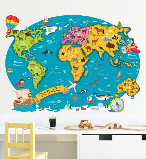 Çocuk Haritası Duvar Sticker
