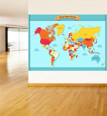 Dünya Siyasi Haritası Poster ve Duvar Giydirme