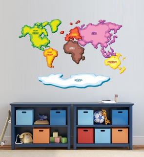 Kıtalar Haritası Duvar Sticker