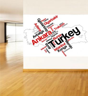 Yazılı Türkiye Haritası Poster ve Duvar Giydirme