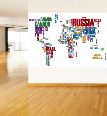 İngilizce Yazılı Dünya Haritası Poster ve Duvar Giydirme