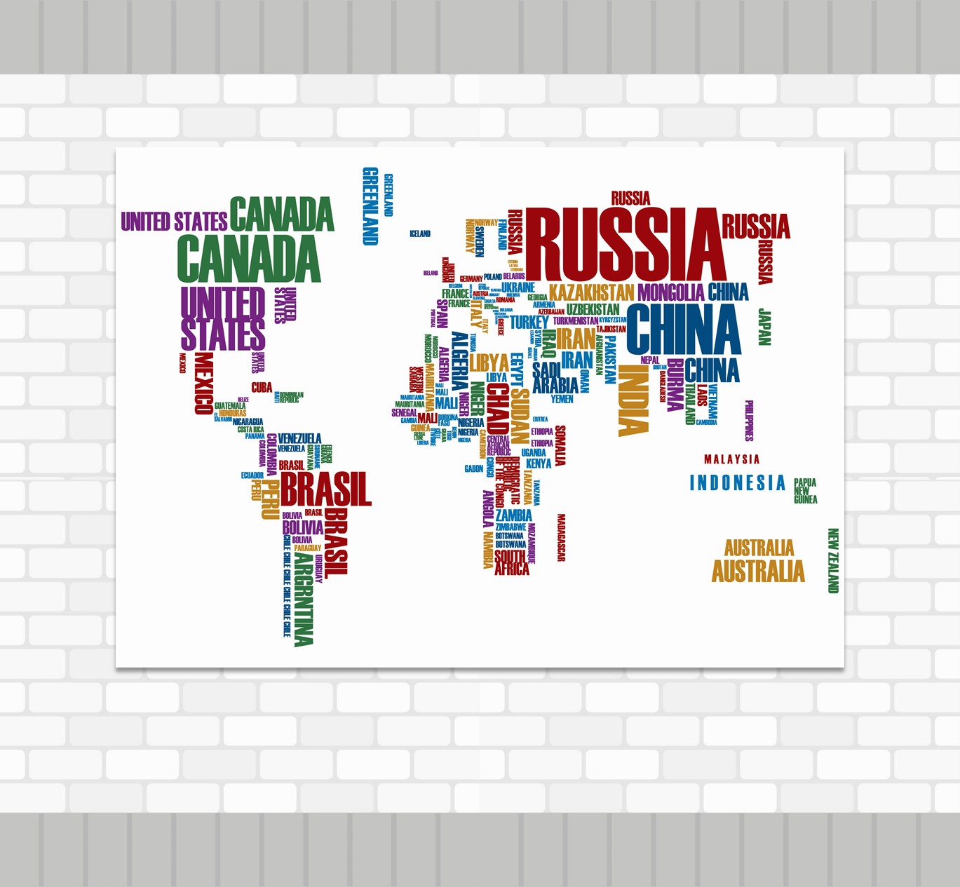 İngilizce Renkli Yazılı Dünya Haritası 